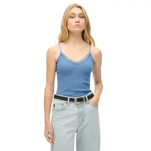 w6011930a-9ej-kurzes-top-mit-spitzenbesatz-fur-frauen-superdry-essential-saxony-blue