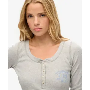 Camiseta abotonada de manga larga para mujer Superdry Athletic image-4