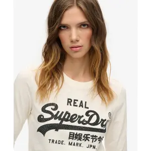 Camiseta de manga larga con estampado gráfico y logo vintage para mujer. Superdry image-4