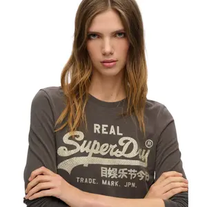 T-shirt de manga longa com estampa gráfica e logótipo vintage para mulher Superdry image-4