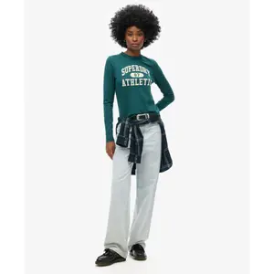 Camiseta slim fit de manga larga para mujer Superdry Athletic Essentials Ringer image-2