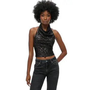 Blusa de costas nu com lantejoulas e decote bateau mulher Superdry image-1