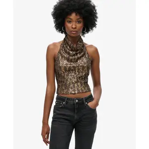 Blusa de costas nu com lantejoulas e decote bateau mulher Superdry image-1