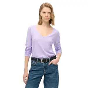 T-shirt a maniche lunghe e col V in jersey donna Superdry image-1