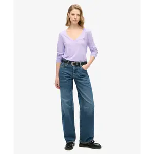 T-shirt a maniche lunghe e col V in jersey donna Superdry image-2