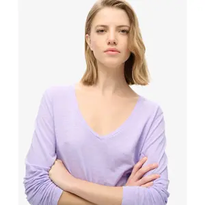 T-shirt a maniche lunghe e col V in jersey donna Superdry image-4