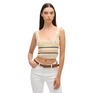 Women's lace-up cropped crochet top Superdry image-1