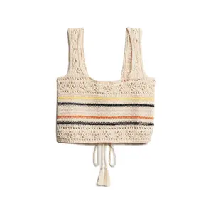 Women's lace-up cropped crochet top Superdry image-0