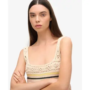 Women's lace-up cropped crochet top Superdry image-6