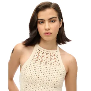 Kort topp med öppen rygg i virkat för kvinnor Superdry image-0