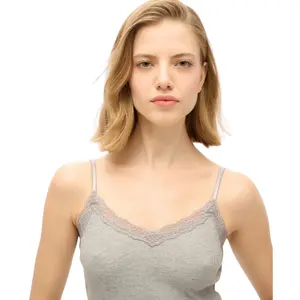 Women's lace trim cropped tank top Superdry Essential image-5