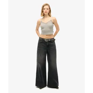 Women's lace trim cropped tank top Superdry Essential image-2