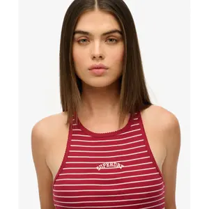 Camisola de alças riscada com costas nadador e logo para mulher Superdry Essential image-3