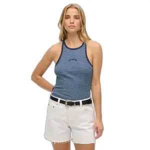 Camisola de alças riscada com costas nadador e logo para mulher Superdry Essential image-1