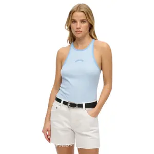 Camisola de alças riscada com costas nadador e logo para mulher Superdry Essential image-1