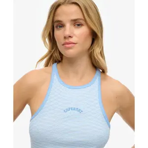 Camisola de alças riscada com costas nadador e logo para mulher Superdry Essential image-4