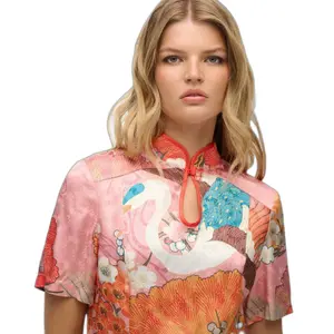 Damenbluse Superdry Mandarin Jacquard image-4