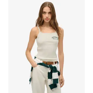 Camiseta sin mangas con botón y estampado para mujer Superdry Athletic Essentials image-1