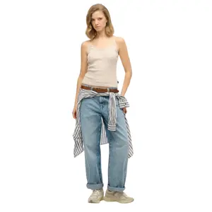 Korte top met kanten rand voor dames Superdry Essential image-1
