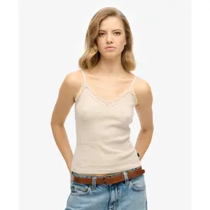 Korte top met kanten rand voor dames Superdry Essential image-0