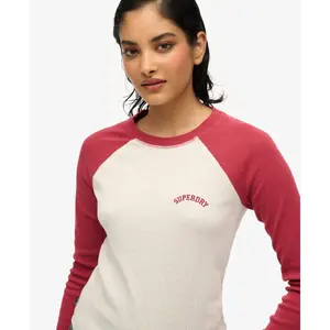 Geribde lange mouwen T-shirt met logo voor dames Superdry Essential image-4