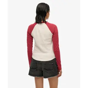 Geribde lange mouwen T-shirt met logo voor dames Superdry Essential image-3