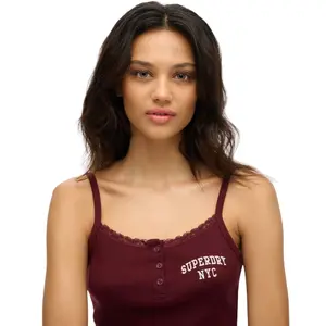 Embroidered Button Tank Top for Women Superdry Athletic Essentials image-4