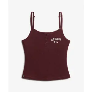 Embroidered Button Tank Top for Women Superdry Athletic Essentials image-0