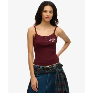 Embroidered Button Tank Top for Women Superdry Athletic Essentials image-2