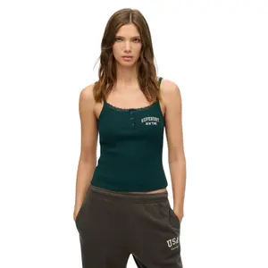 Embroidered Button Tank Top for Women Superdry Athletic Essentials image-1
