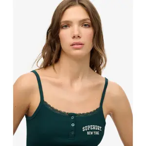 Embroidered Button Tank Top for Women Superdry Athletic Essentials image-4