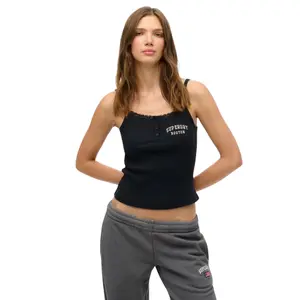 Embroidered Button Tank Top for Women Superdry Athletic Essentials image-1