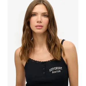 Embroidered Button Tank Top for Women Superdry Athletic Essentials image-4