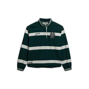 Women's long sleeve striped polo Superdry Crest image-0