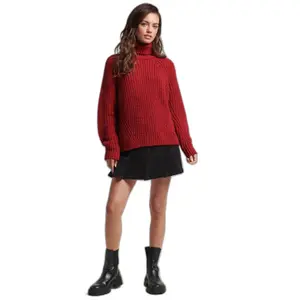 Women's loose-fitting turtleneck sweater with stitching Superdry image-1