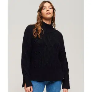 Jersey de cuello alto de punto por cable para mujer Superdry image-0