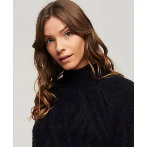 Jersey de cuello alto de punto por cable para mujer Superdry image-3