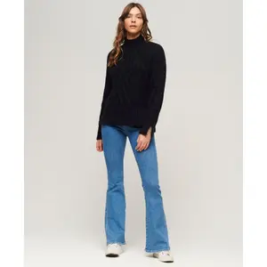 Jersey de cuello alto de punto por cable para mujer Superdry image-1