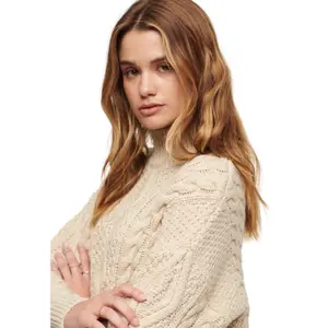 Women's knitted polo sweater Superdry Aran Cable image-3
