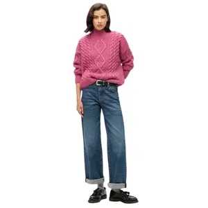 Polo feminino em malha torcido Superdry Aran image-1