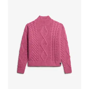 Polo feminino em malha torcido Superdry Aran image-0