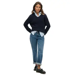 Pullover oversize a coste con scollo a V donna Superdry image-1