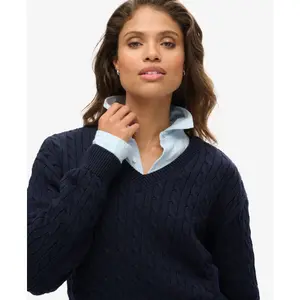 Pullover oversize a coste con scollo a V donna Superdry image-5