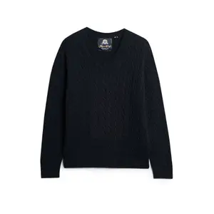 Pullover oversize a coste con scollo a V donna Superdry image-0