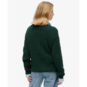 Oversized twisted knit V-neck pullover for women Superdry image-3