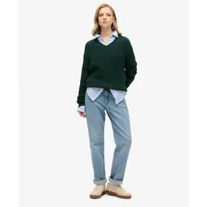 Oversized twisted knit V-neck pullover for women Superdry image-2