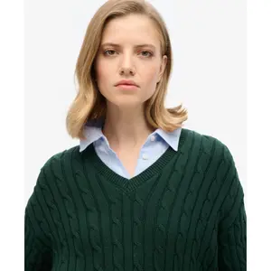 Oversized twisted knit V-neck pullover for women Superdry image-4