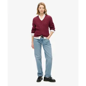 Oversized twisted knit V-neck pullover for women Superdry image-2