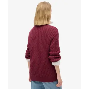 Oversized twisted knit V-neck pullover for women Superdry image-3