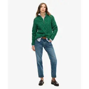 Maglione a collo alto femminile con zip a spirale Superdry Aran image-1